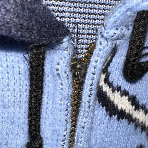 Vintage Wool Hooded Full Zip Sweatshirt Men’s XL Blue & Black With Elk - Picture 3 of 10